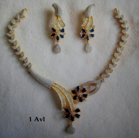 CZ Sapphire necklace set