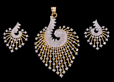 Peacock  CZ  Pendant set