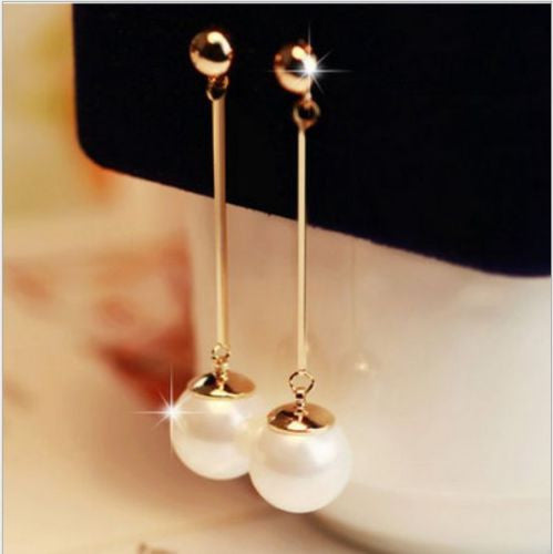 Long Dangle Pearl Earrings