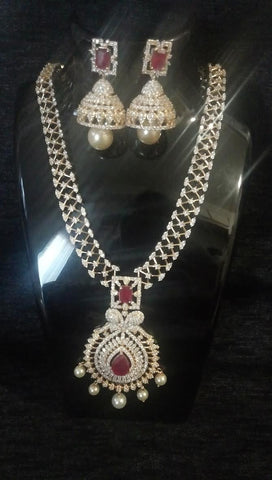 CZ Ruby Long Necklace