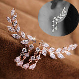 CZ Leaves Ear stud earrings